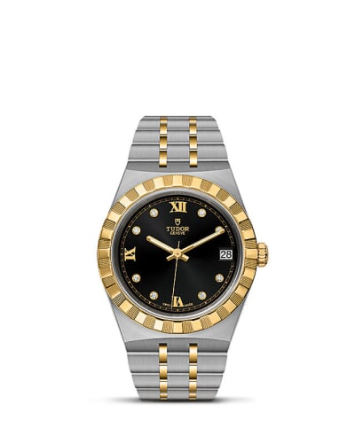 Tudor Royal Date 34 Stainless Steel / Yellow Gold / Black - Diamond