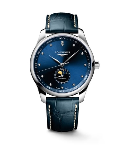 Longines Master Collection 42 Moonphase Stainless Steel / Blue - Diamond / Bracelet