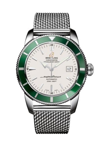 Breitling Superocean Heritage 42 Stainless Steel / Green / Stratus Silver / Milanese