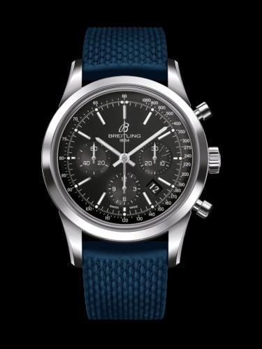 Breitling Transocean Chronograph Stainless Steel / Black / Rubber / Folding