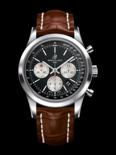 Breitling Transocean Chronograph Stainless Steel / Reverse Panda / Croco / Folding