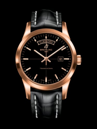 Breitling Transocean Day &amp; Date Red Gold / Black / Croco / Pin