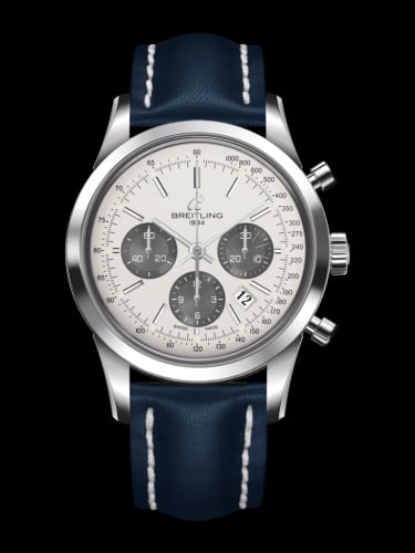 Breitling Transocean Chronograph Stainless Steel / Panda / Calf / Pin