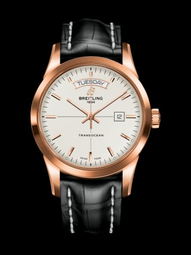 Breitling Transocean Day &amp; Date Red Gold / Silver / Croco / Pin