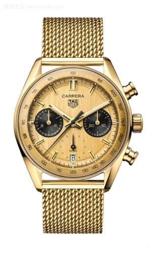TAG Heuer Carrera Chronograph Glass Box Yellow Gold / Champagne / 1158CHN