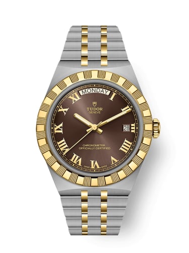 Tudor Royal Day-Date 40 Stainless Steel - Yellow Gold / Brown - Roman