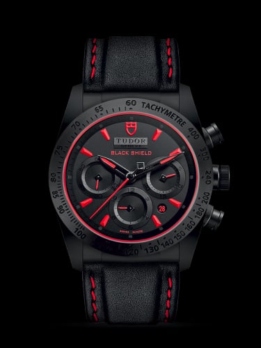 Tudor Fastrider Black Shield Ceramic / Black-Red / Leather