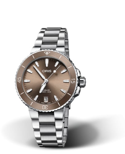 Oris Aquis Date 36.5 Stainless Steel / Brown / Bracelet
