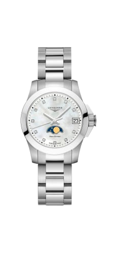 Longines Conquest 29.5 Quartz Moonphase Stainless Steel / MOP / Bracelet