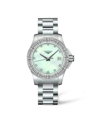 Longines Conquest 35 Quartz Stainless Steel Diamond Bezel