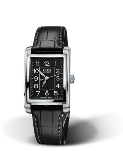 Oris Rectangular Date 24.5 Stainless Steel / Black - Arabic