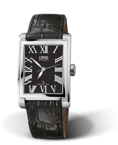Oris Rectangular Date 30 Stainless Steel / Black - Roman