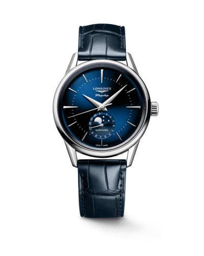 Longines Heritage Flagship Moonphase Stainless Steel / Blue