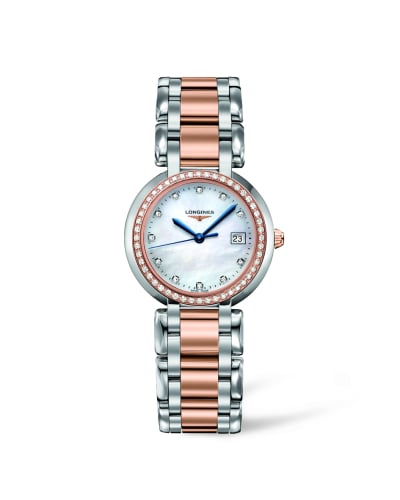 Longines PrimaLuna Quartz 30 Stainless Steel / Pink Gold / Diamond / MOP / Bracelet