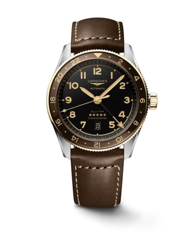 Longines Spirit Zulu Time 42 Stainless Steel - Yellow Gold / Anthracite / Strap