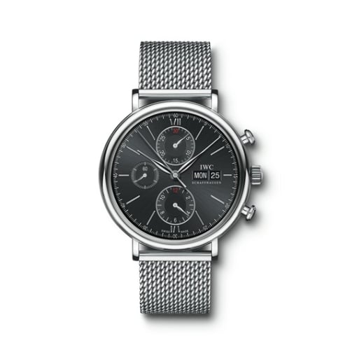 IWC Schaffhausen Portofino Chronograph Stainless Steel / Black / Milanese