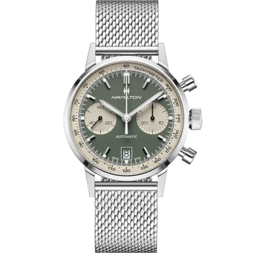 Hamilton Intra-Matic 68 Auto Chrono Stainless Steel / Green / Mesh