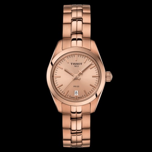 Tissot PR 100 Quartz 25 Rose Gold PVD / Champagne / Bracelet
