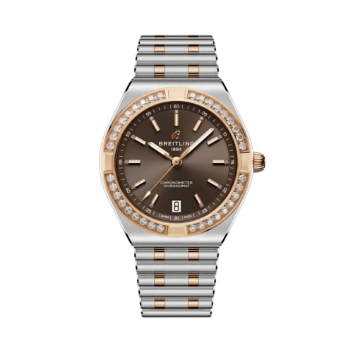 Breitling Chronomat Automatic 36 Stainless Steel - Red Gold - Diamond / Brown / Rouleaux