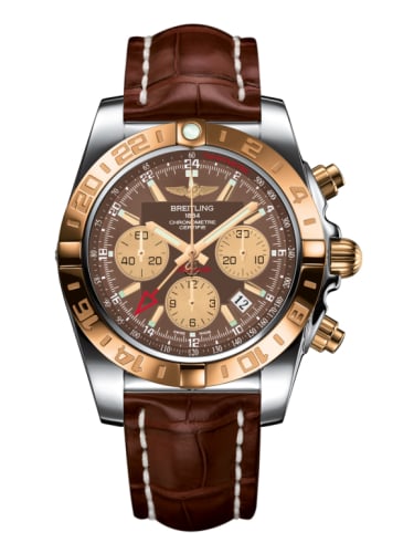 Breitling Chronomat 44 GMT Stainless Steel / Rose Gold / Metallica Brown / Croco