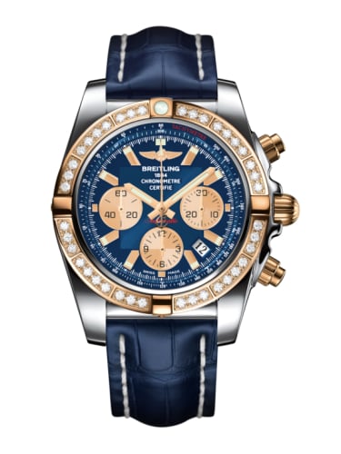 Breitling Chronomat 44 Stainless Steel / Rose Gold / Diamond / Metallica Blue / Croco