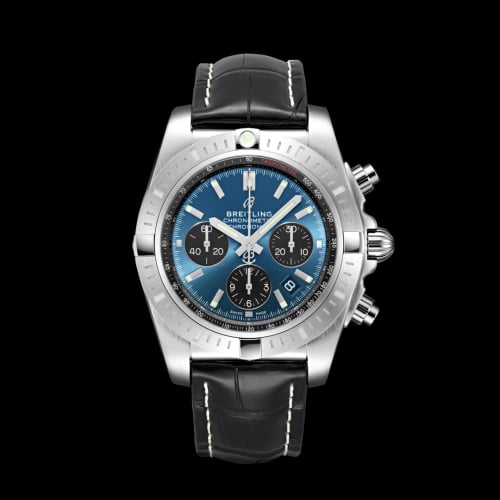Breitling Chronomat B01 Chronograph 44 Stainless Steel / Blackeye Blue / Croco / Folding