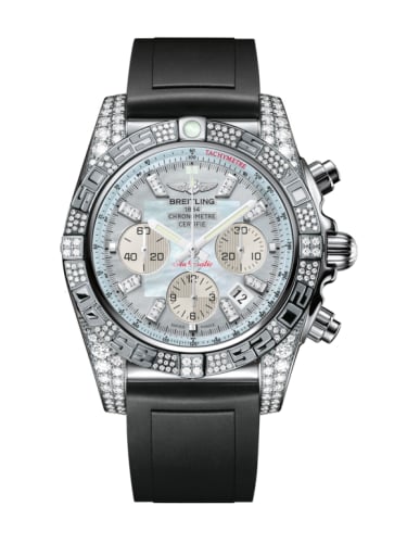 Breitling Chronomat 44 White Gold Diamondworks / Gray Pearl Diamond / Rubber