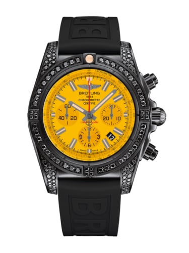 Breitling Chronomat 44 Blacksteel Diamondworks / Yellow / Rubber