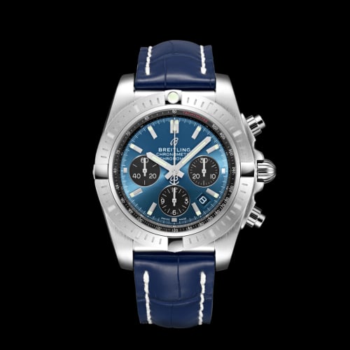 Breitling Chronomat B01 Chronograph 44 Stainless Steel / Blackeye Blue / Croco / Folding