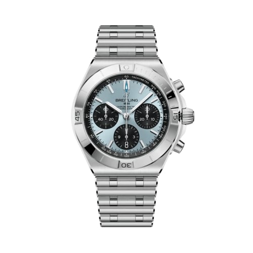 Breitling Chronomat B01 42 Stainless Steel - Platinum / Ice Blue / Rouleaux