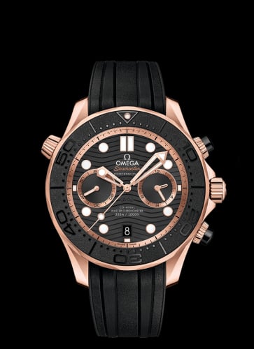 Omega Seamaster Diver 300M Master Co-Axial Chronograph 44 Sedna Gold / Black / Rubber