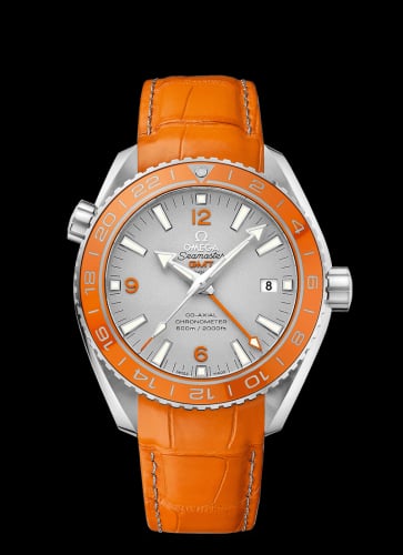 Omega Seamaster Planet Ocean 600M Co-Axial 43.5 GMT Platinum / Orange / Alligator