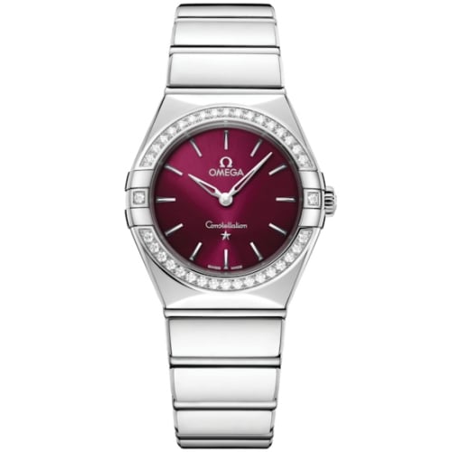 Omega Constellation 28 Quartz Stainless Steel -Diamond / Burgundy