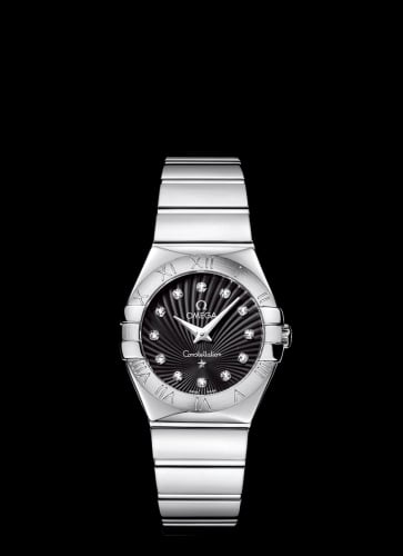 Omega Constellation Quartz 27 Polished Stainless Steel / Black Supernova