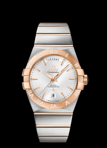 Omega Constellation Co-Axial 38 Day-Date Stainless Steel / Red Gold / Diamond / Silver