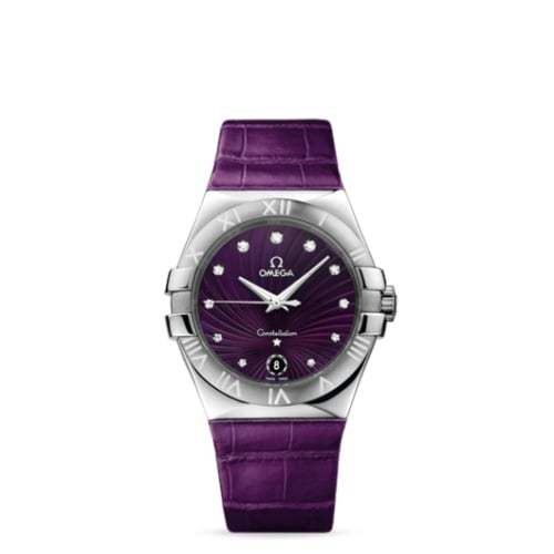 Omega Constellation Quartz 35 Stainless Steel / Purple Supernova / Alligator