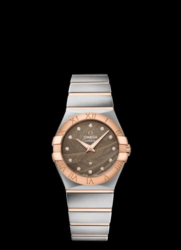Omega Constellation Quartz 27 Brushed Stainless Steel / Red Gold / Brown Feather