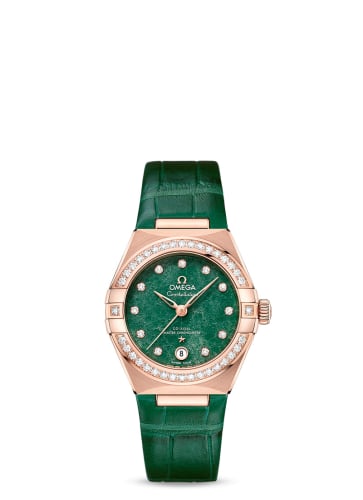 Omega Constellation Manhattan 29 Co-Axial Master Chronometer Sedna Gold / Diamond / Green Aventurine