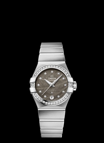 Omega Constellation Co-Axial 27 Brushed Stainless Steel / Diamond / Grey Feather