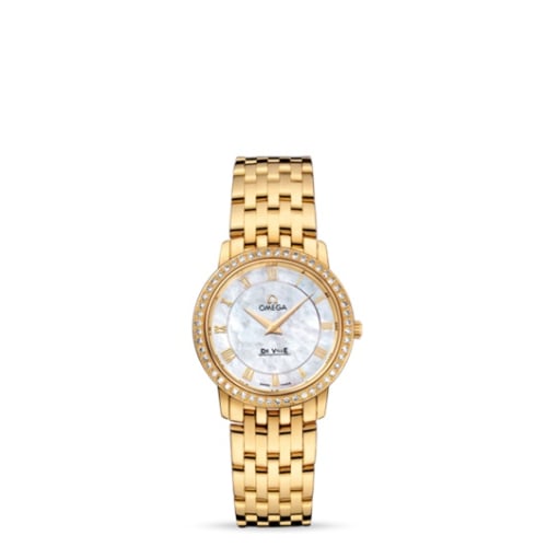 Omega De Ville Prestige Quartz 27 Yellow Gold / Diamond / MOP / Bracelet