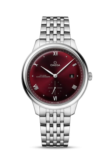 Omega De Ville Small Seconds Master Chronometer Stainless Steel / Burgundy / Bracelet