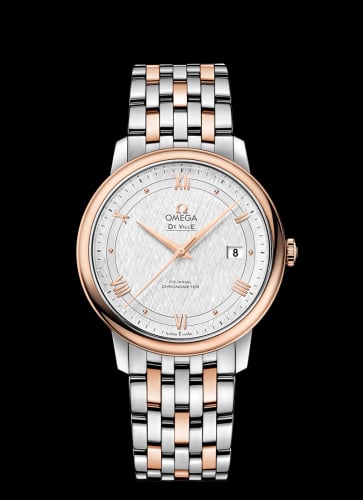 Omega De Ville Prestige Co-Axial 39.5 Stainless Steel / Red Gold / Vintage Silk Silver / Bracelet