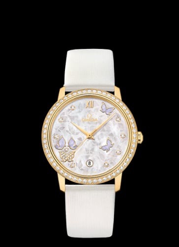 Omega De Ville Prestige Co-Axial 36.8 Yellow Gold / MOP Butterfly / Diamond