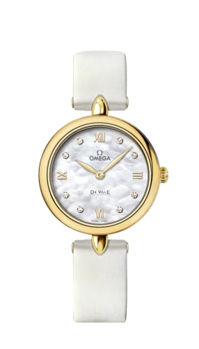 Omega De Ville Prestige Dewdrop Quartz 27.4 Yellow Gold / White MOP