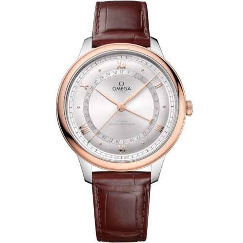 Omega De Ville Prestige Co-Axial Master Chronometer Pointer Date 42 Stainless Steel - Sedna Gold / Silver