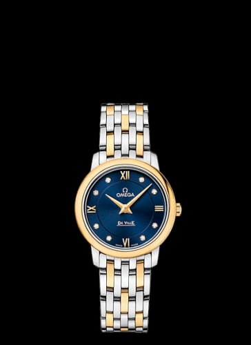Omega De Ville Prestige Quartz 27.4 Stainless Steel / Yellow Gold / Blue / Bracelet