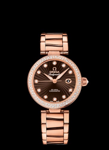 Omega LadyMatic Co-Axial 34 Red Gold / Diamond / Brown / Bracelet
