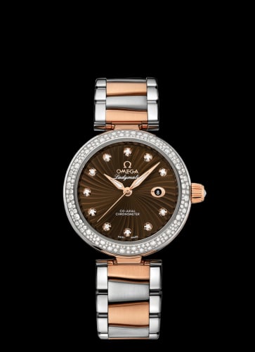 Omega LadyMatic Co-Axial 34 Stainless Steel / Red Gold / Diamond / Brown / Bracelet