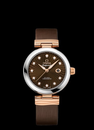 Omega LadyMatic Co-Axial 34 Stainless Steel / Red Gold / Brown