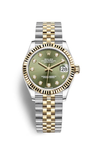 Rolex Datejust 31 Stainless Steel / Yellow Gold / Fluted / Olive - Diamond / Jubilee